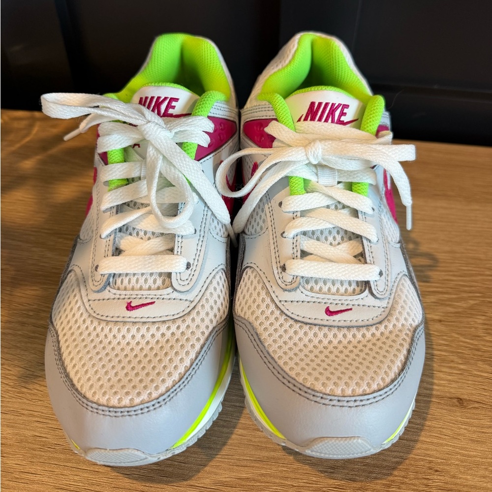 Nike Air Max Sneakers White Gray Neon Green Pink Women’s Size 8 - Picture 2 of 7